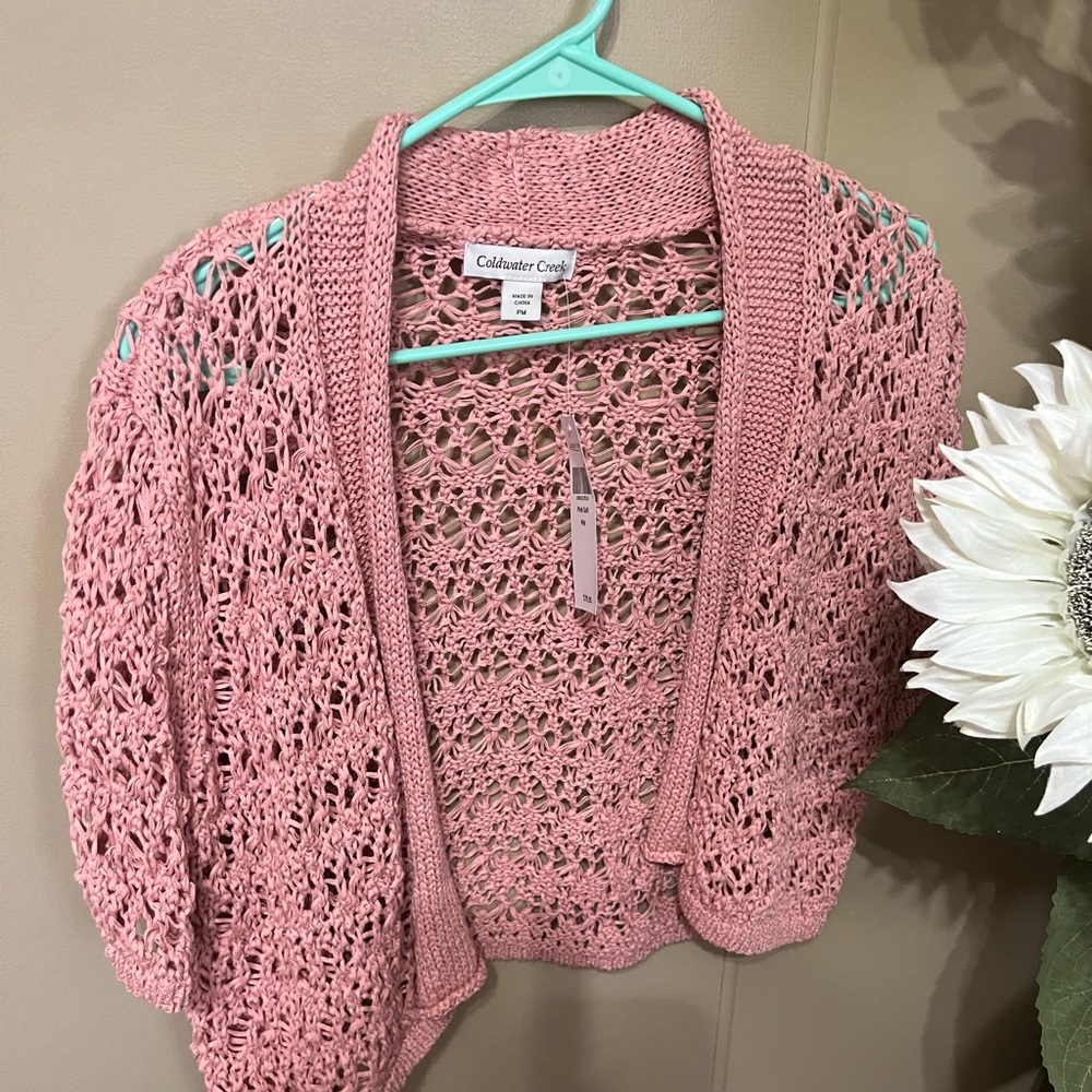 Coldwater Creek Rose Open-Knit Shrug